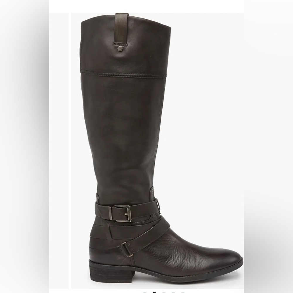 Vince Camuto Dark Leather Wide Calf Buckle Boots - Picture 7 of 7
